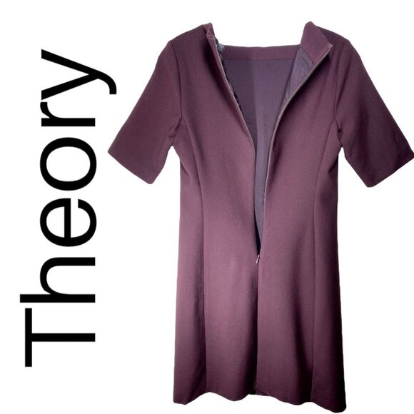 THEORY HARKIN FADED SHORT SLEEVE WOOL MINI SHEATH DRESS, SIZE 4 - Picture 5 of 10